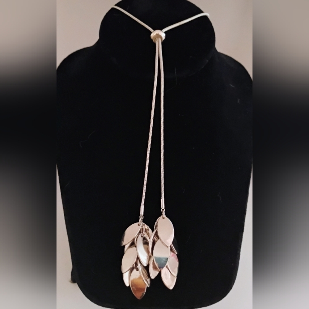 Romolo Modern Silver Lariat 18" Adjustable Pendant Necklace NWT
